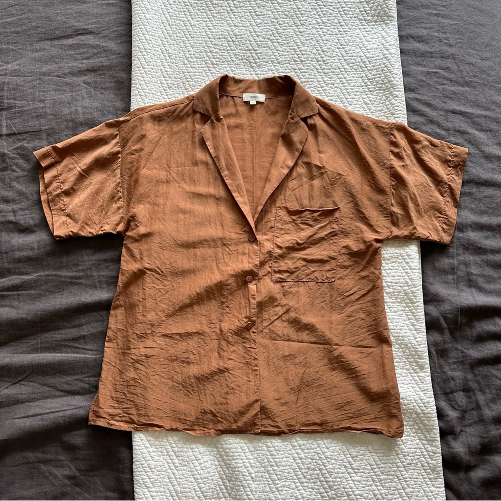 OZMA Silk brown terracotta shirt xs